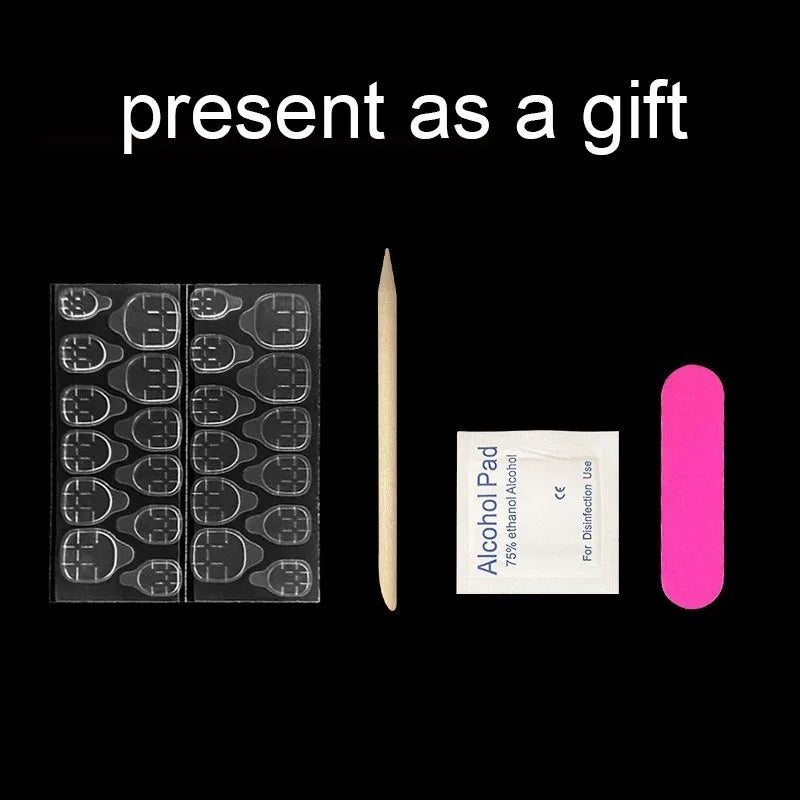 24pcs Duck False Nails with Tools Medium Fashion Diamonds Decorative Realistic Nails Press on Sweet Flowers Artificial Fake Nail