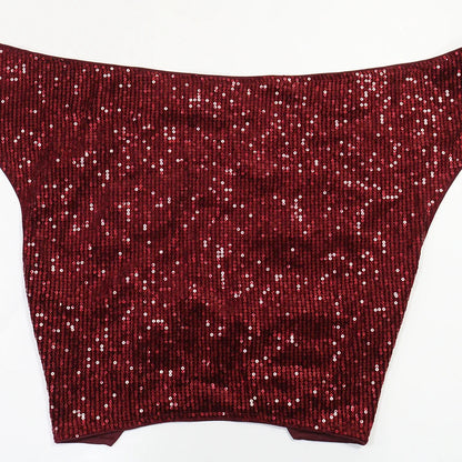 Sequin Halter Crop Top + Mini Skirt Matching Sets
