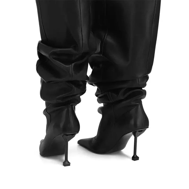 Nique Slim Fit High Heels Knee High Pleated Boots