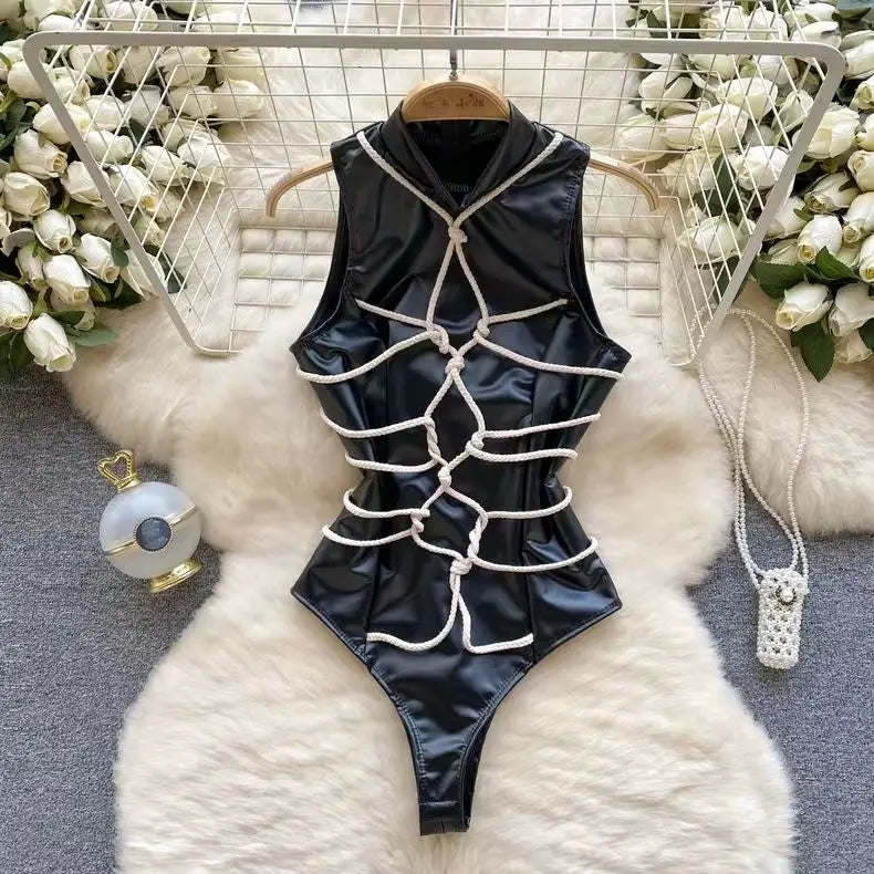 Satin Comfortable Strap Lace Spliced Sheer Lingerie