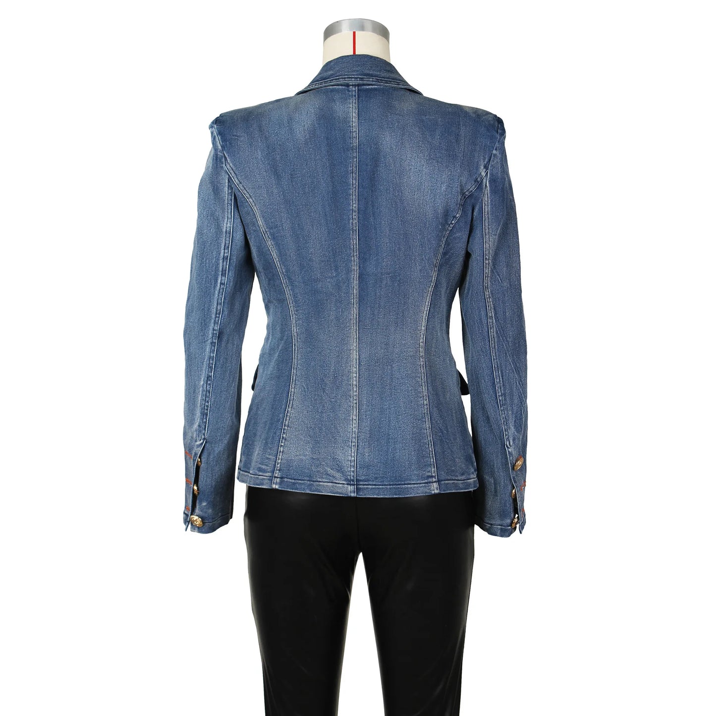 Kara Slim Long Sleeve Ripped Jacket Blazer (Denim)