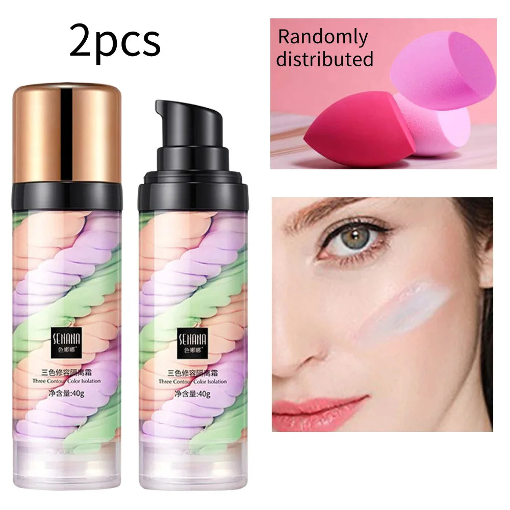 Three Color Press Release Cream Concealer Makeup (Facial base, brightening cream)