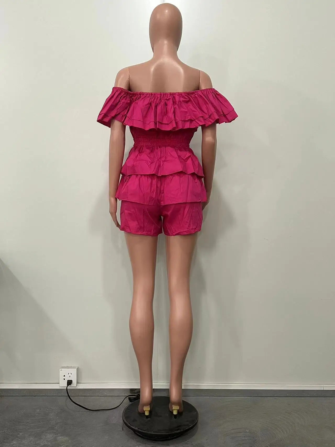 Ruffles Slash Neck Elegant Romper