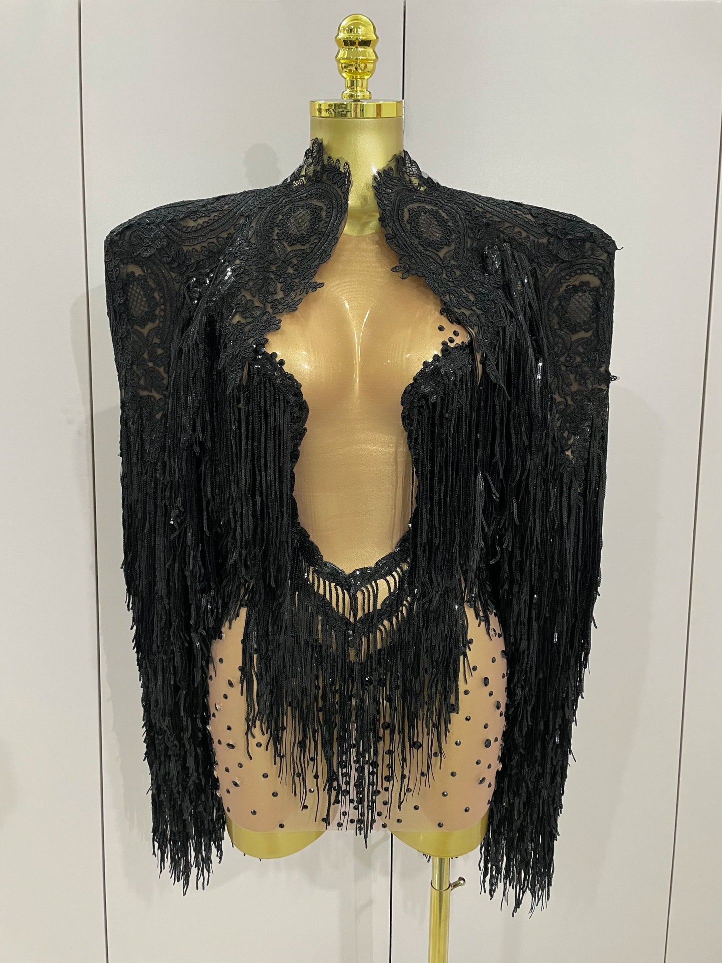 Luxury Sparkly Rhinestone Sequin Tassel Coat + Dress