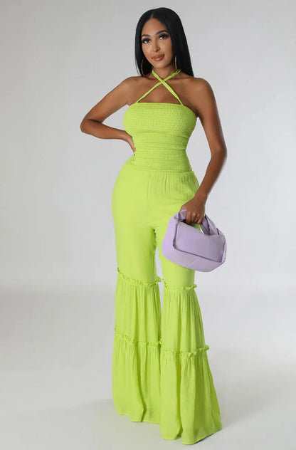 Comfortable Stretchy Mid Waistline Wideleg Jumpsuits