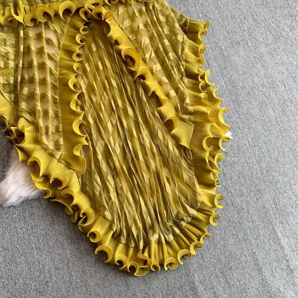 American Style V-neck Irregular Hem Design Dresses 22D1845