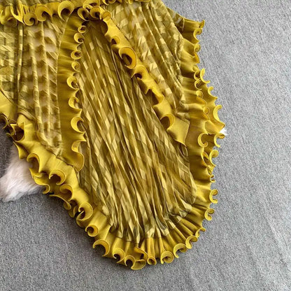 American Style V-neck Irregular Hem Design Dresses 22D1845