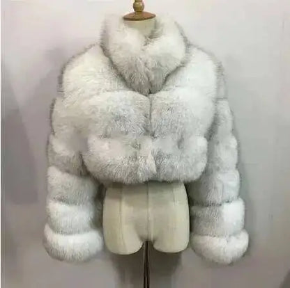Luxury Fashion Women's Faux Fur Coat (zipper)