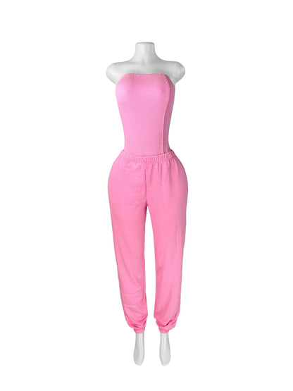 Ribbed Bodycon Bodysuits Tops + Jogger Pants (2 pcs.)