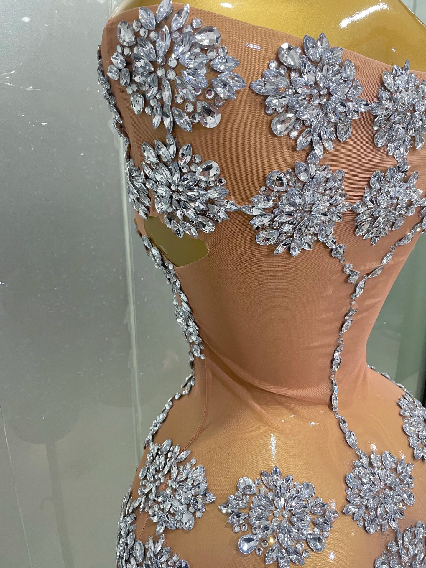 Luxury Sparkly Rhinestone Mesh Mini Dresses
