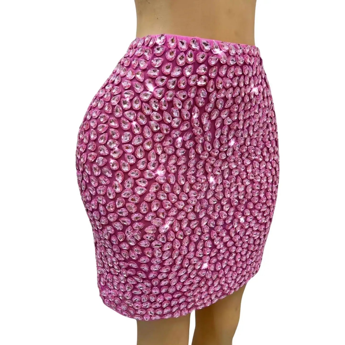 Alisa Spandex 1PCS Shining Luxury Full Crystals Hip Wrap Mini Skirts