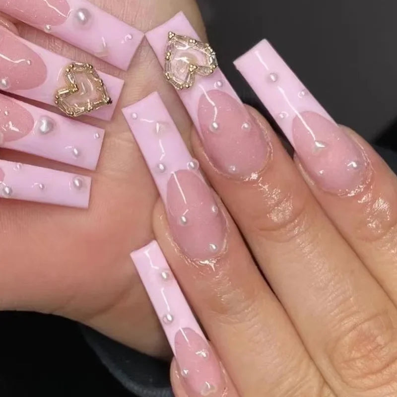 24Pcs Simple White French Press on Nails with Glue Long Ballet False Nails Wearable Coffin Fake Nails Full Cover Nail Tips