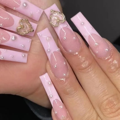 24Pcs Simple White French Press on Nails with Glue Long Ballet False Nails Wearable Coffin Fake Nails Full Cover Nail Tips