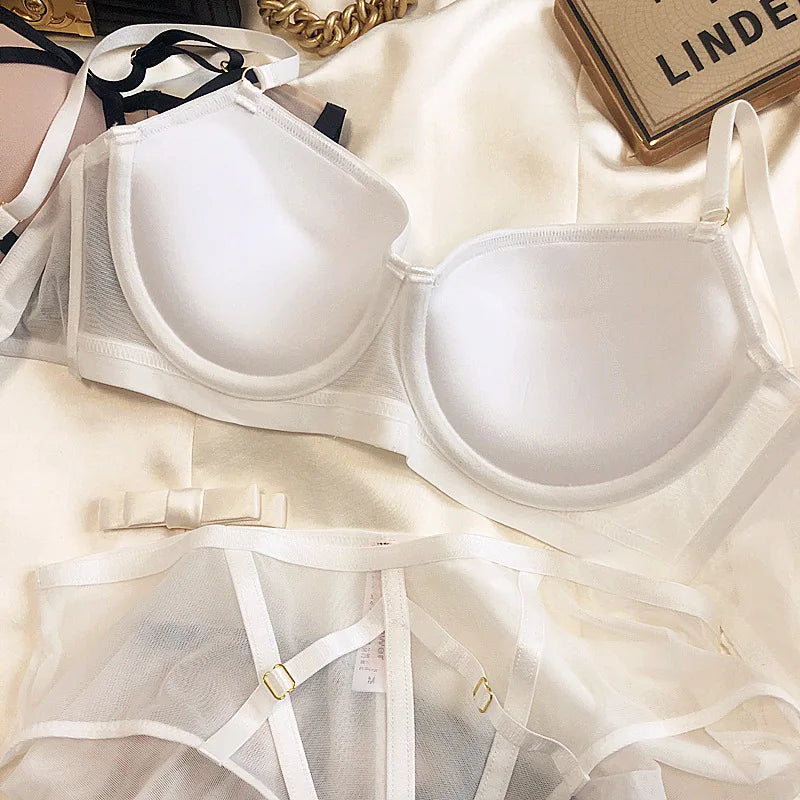 New Sexy Classic Bandage Push Up Bra Set for Women Underwear Europe Lace Splicing CD Cup Plus Size Brassiere Female Lingerie