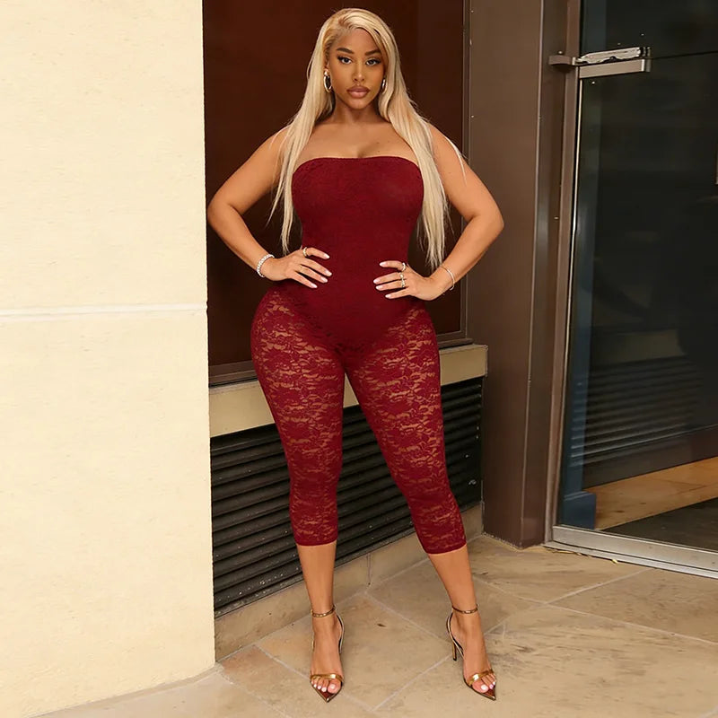 Lace See Through Bodycon Jumpsuits for Woman