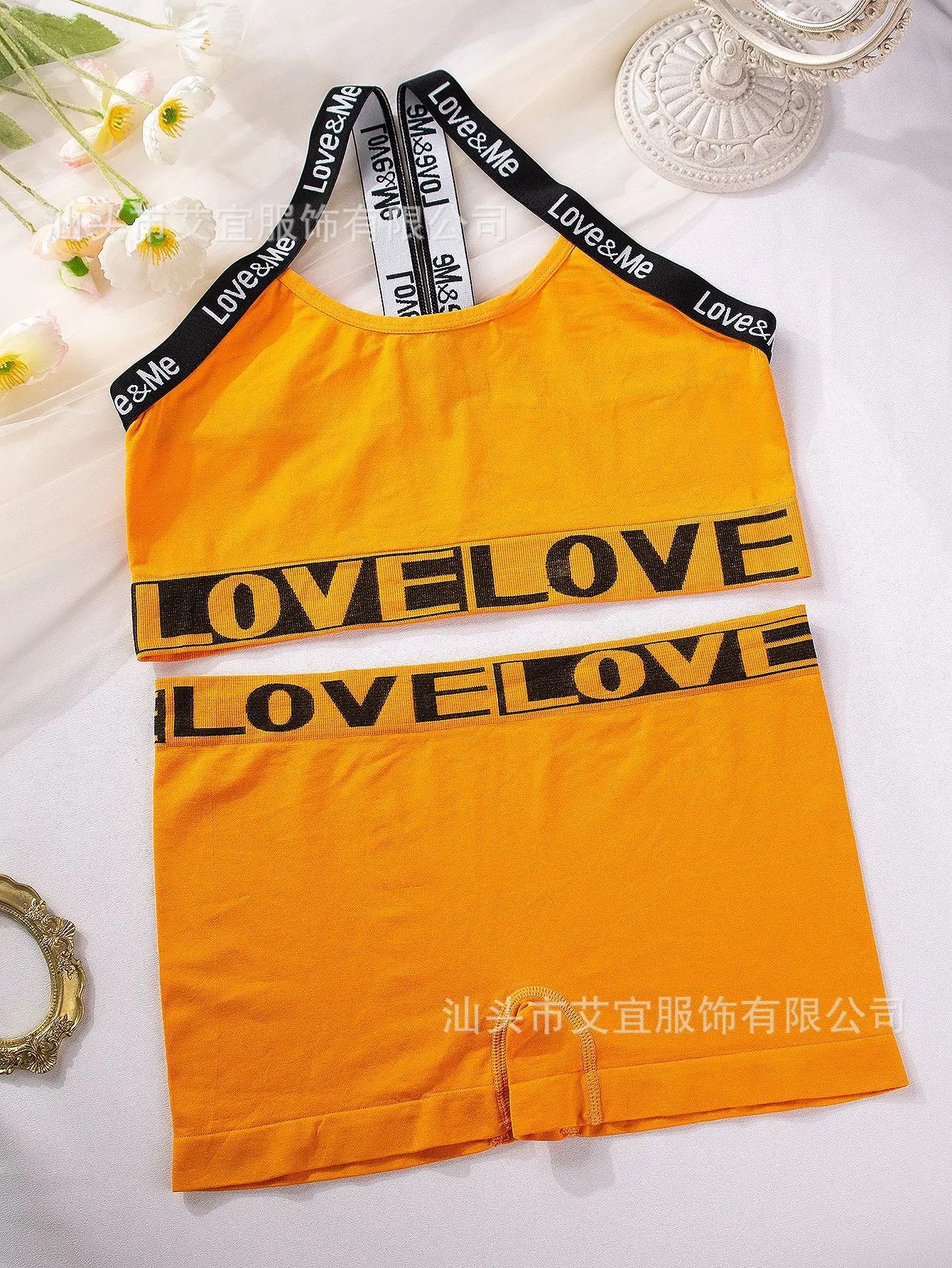 Y2K Love Straps Loungewear Top + Shorts Sets
