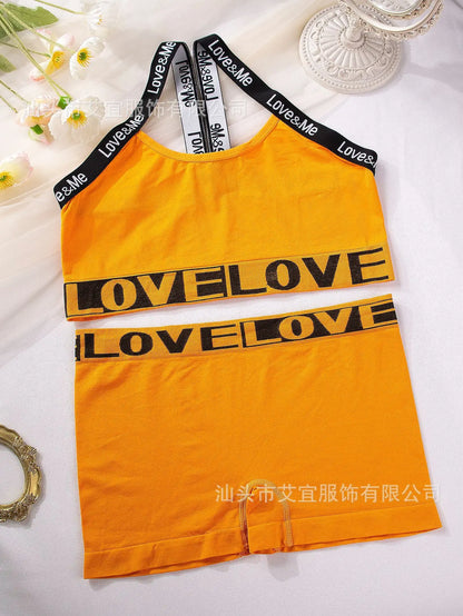 Y2K Love Straps Loungewear Top + Shorts Sets