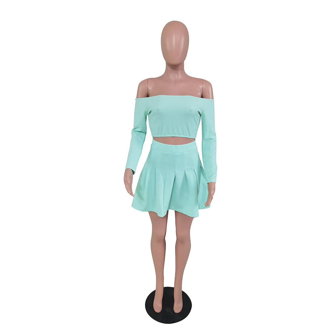 Pleated Mini Skirt Sets Women 2 Pieces  (Vacationing Outfits)