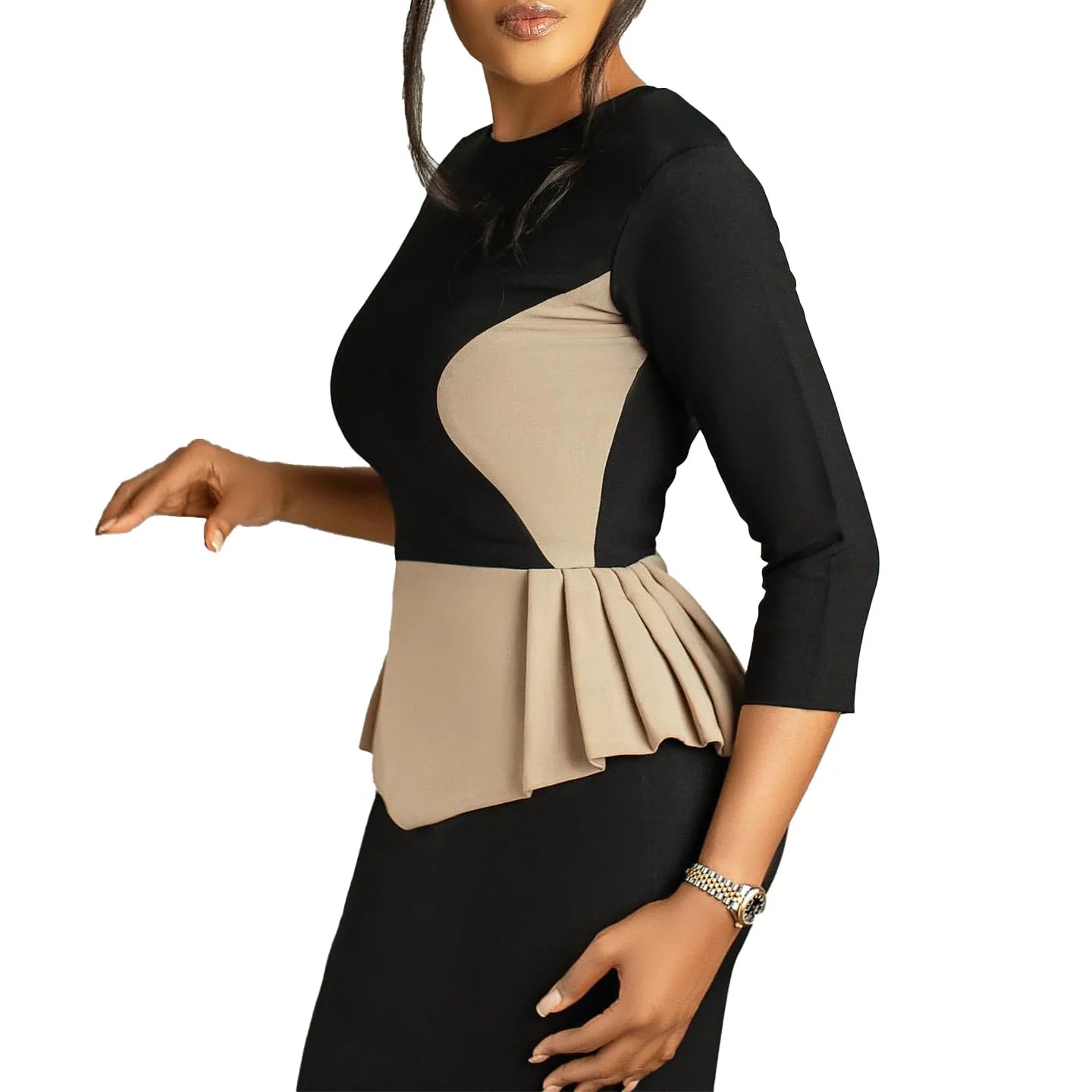 Emma  3/4 Sleeve Polyester Midi Bodycon Dress