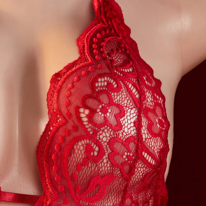 Lace Transparent Erotic One-Piece Deep V Hot Lingerie