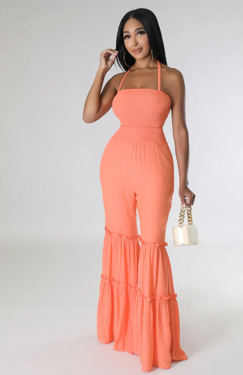 Comfortable Stretchy Mid Waistline Wideleg Jumpsuits