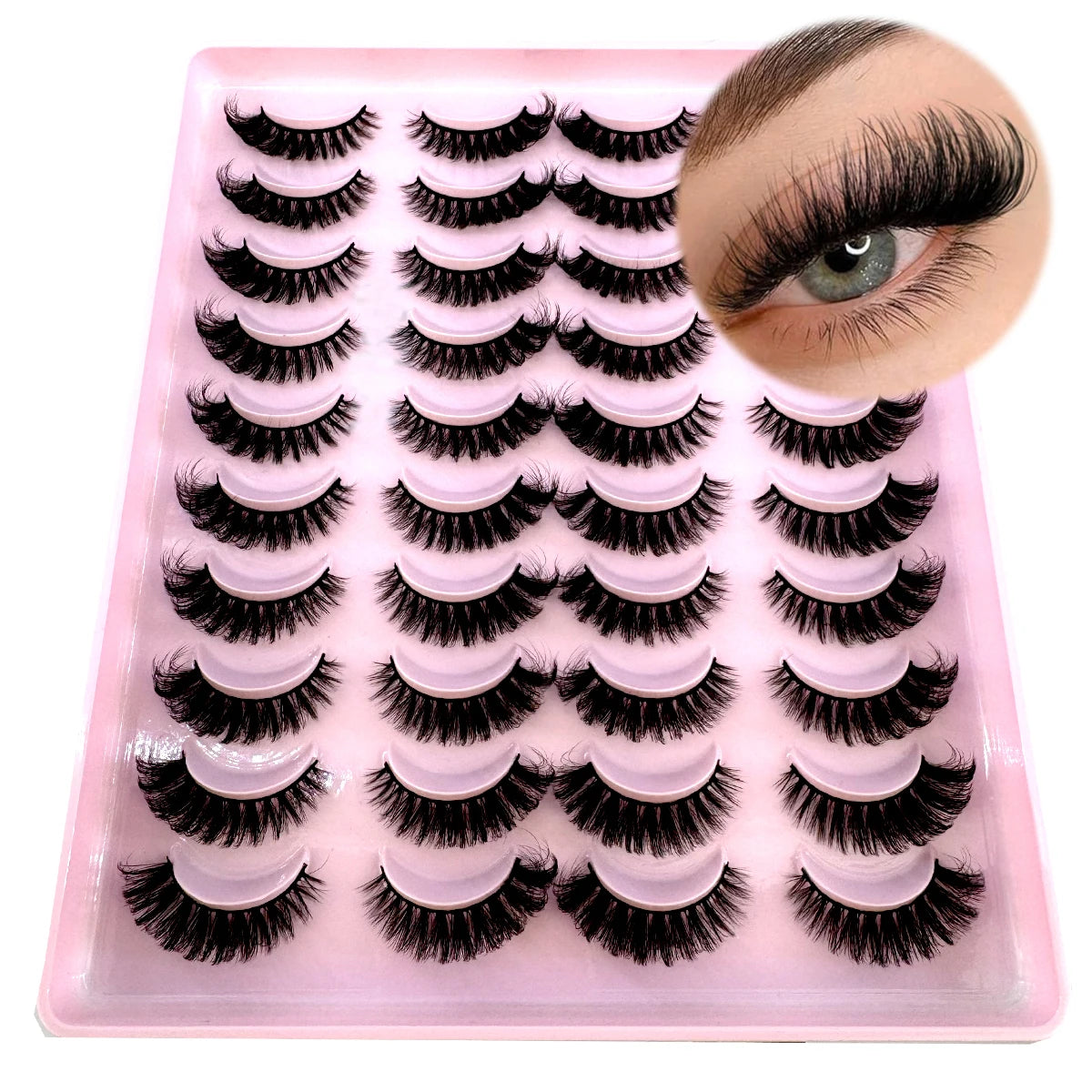 20 Pairs Natural long 3D Mink False Short Eyelashes