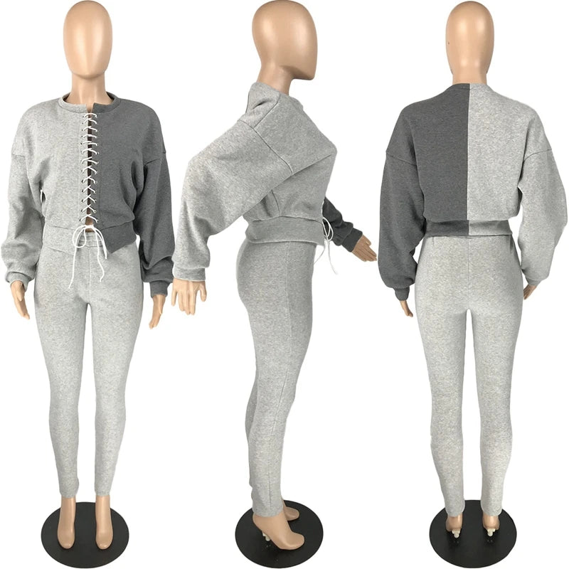 Silva Crop Top Sweatpants Set Women Sweat Suit Set Tracksuit