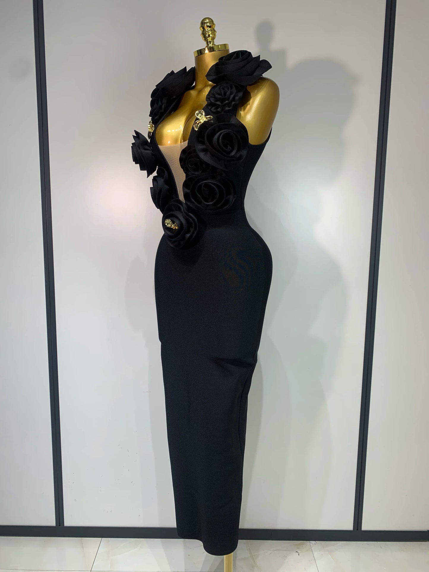 3D Flower Sleeveless Bodycon Bandage Dresses