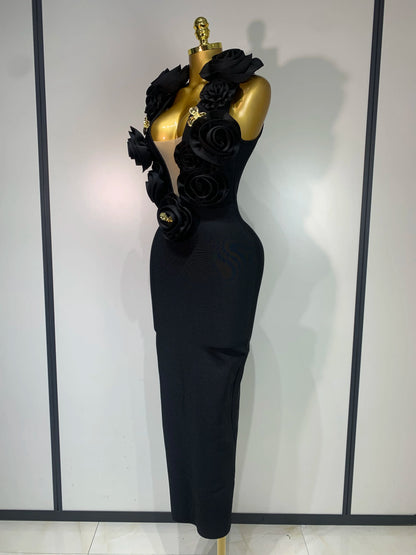 3D Flower Sleeveless Bodycon Bandage Dresses