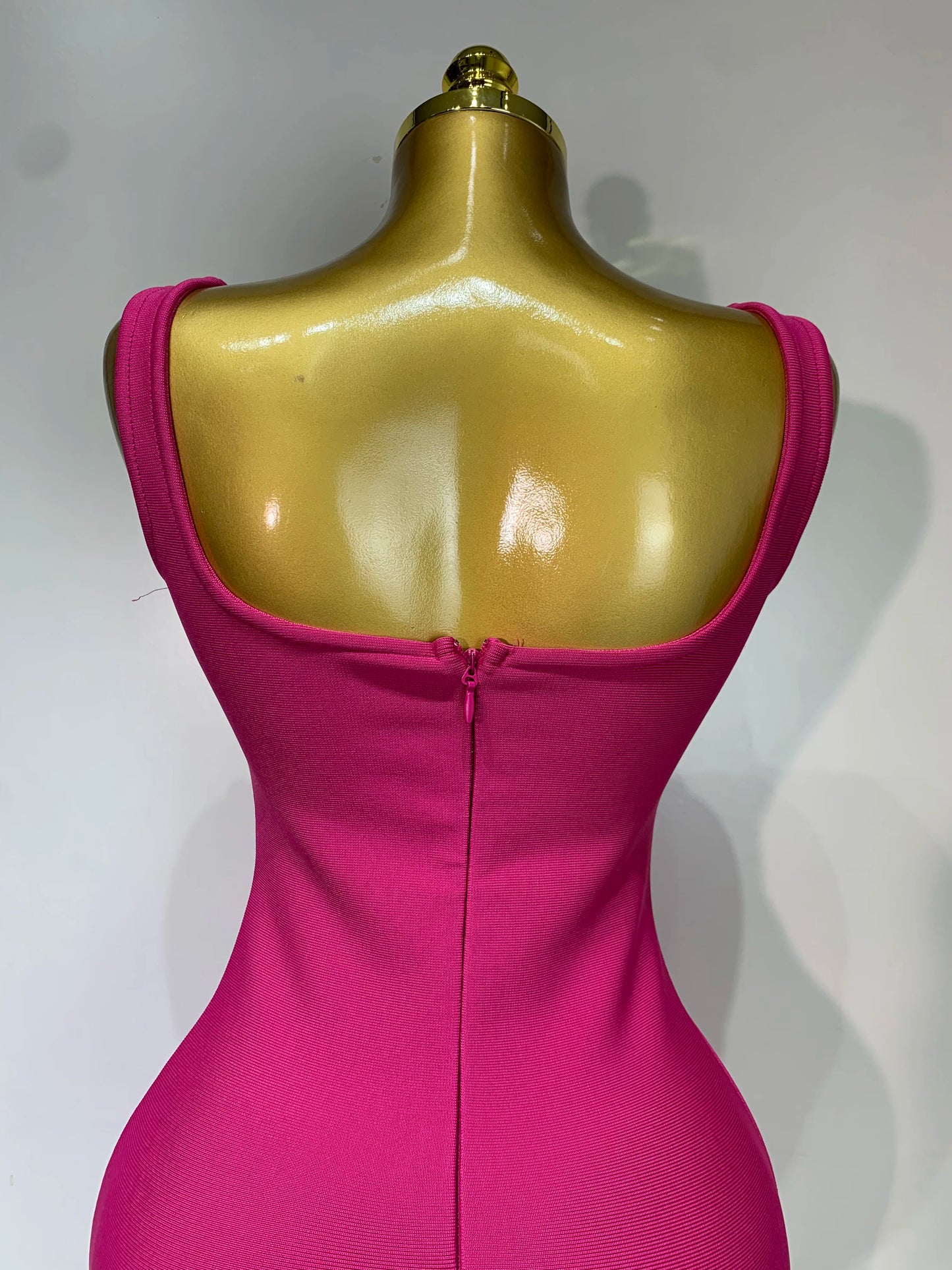 Crystal Sleeveless Square Collar Bodycon Mini Bandage Dresses