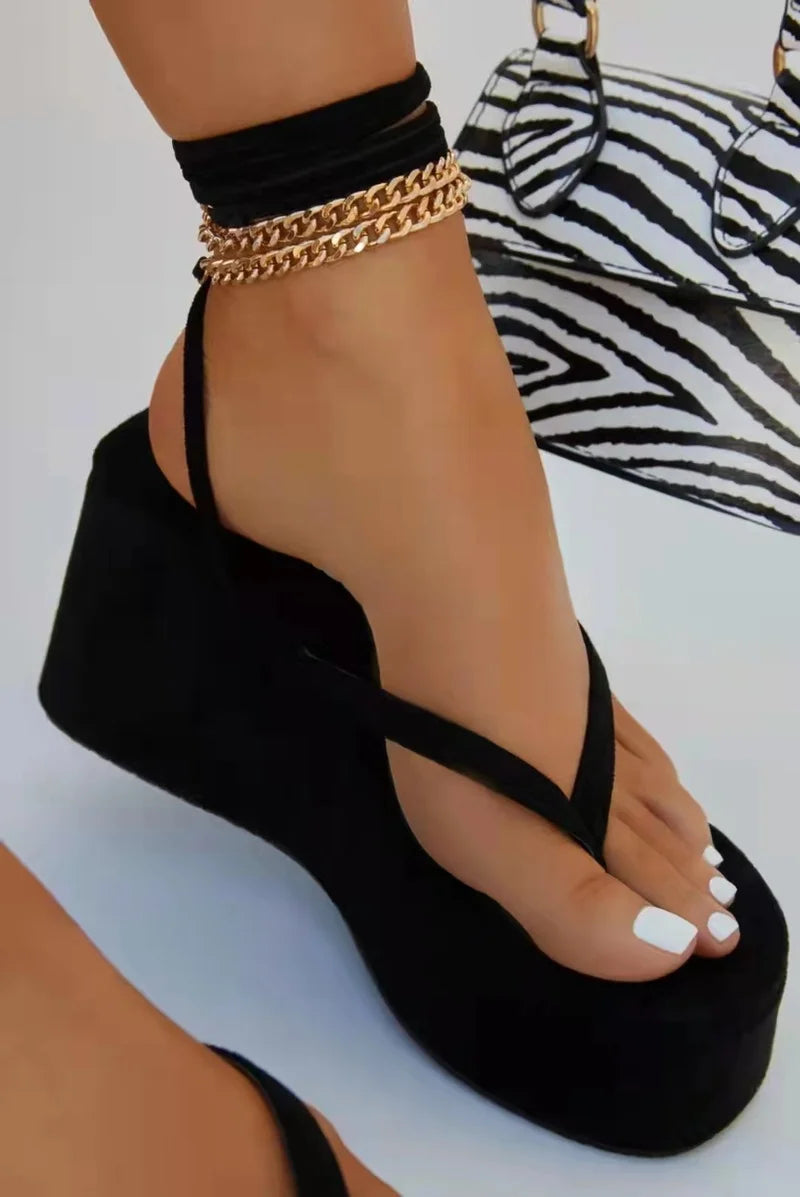 Wedges Metal Chain Fashion Platform Ankle Strap Sandal