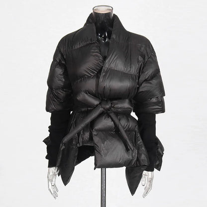 Celebrity High Quality Belt Thickened Bubble Coat