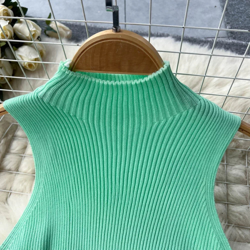 Sleeveless Slim Knitted Mini Bodycon Dresses