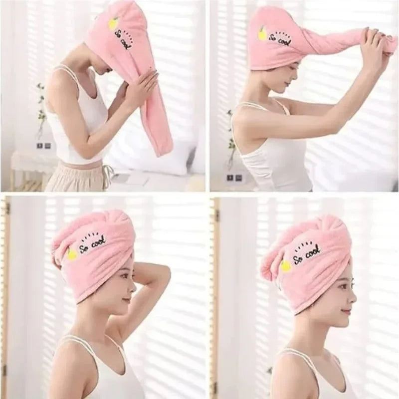 Quick Dry Shower Cap Turban for Women Girls Bathroom Super Absorbent Soft Towel Hair Dry Wrap Bonnets Cute Hair Drying Towel