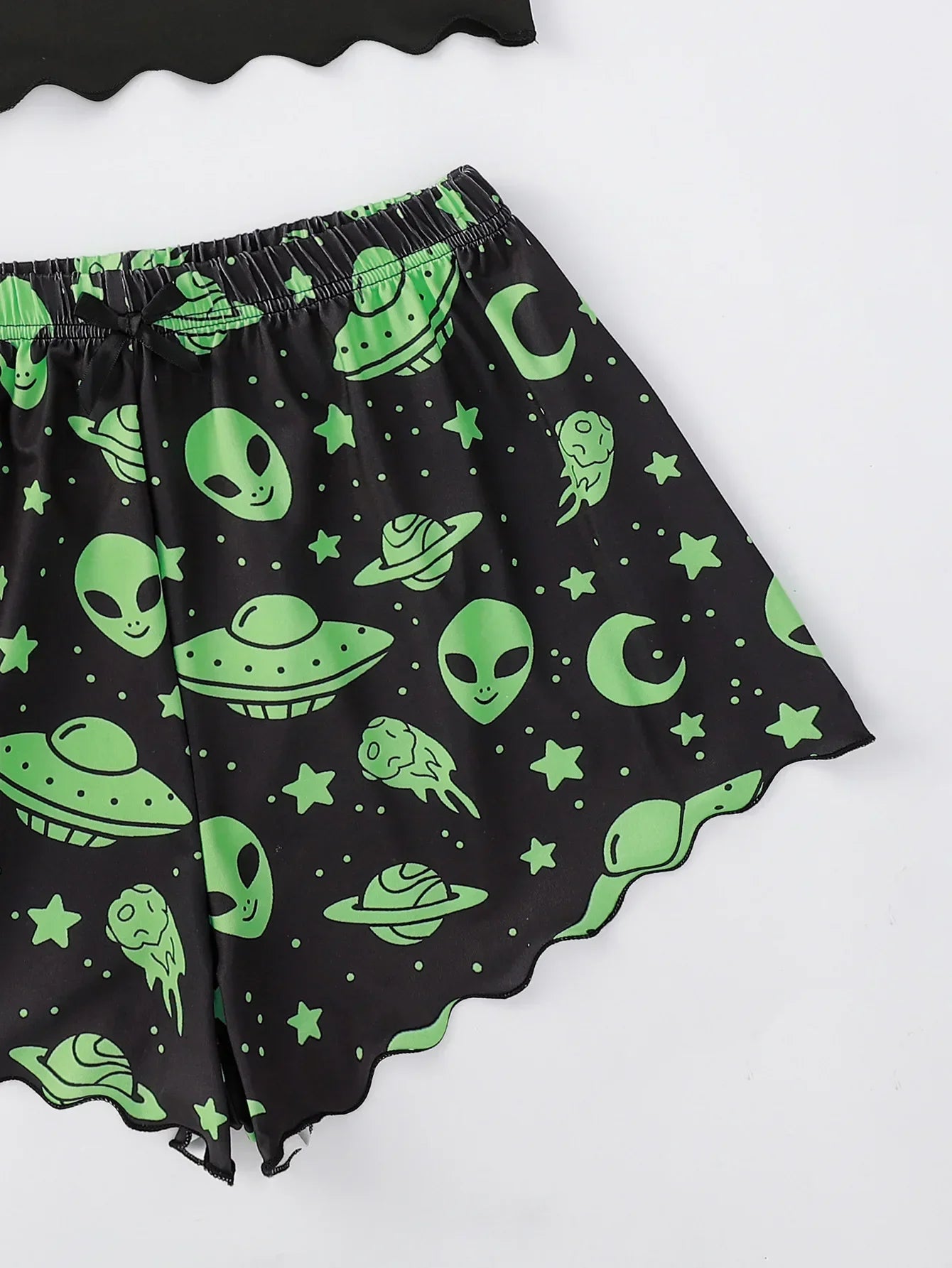 Alien Print Sling Pajamas Set (Top And Shorts)