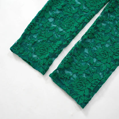 See Through O-Neck Crop Tops+Leggings Skinny Stretch Matching Midnight Party Clubwear