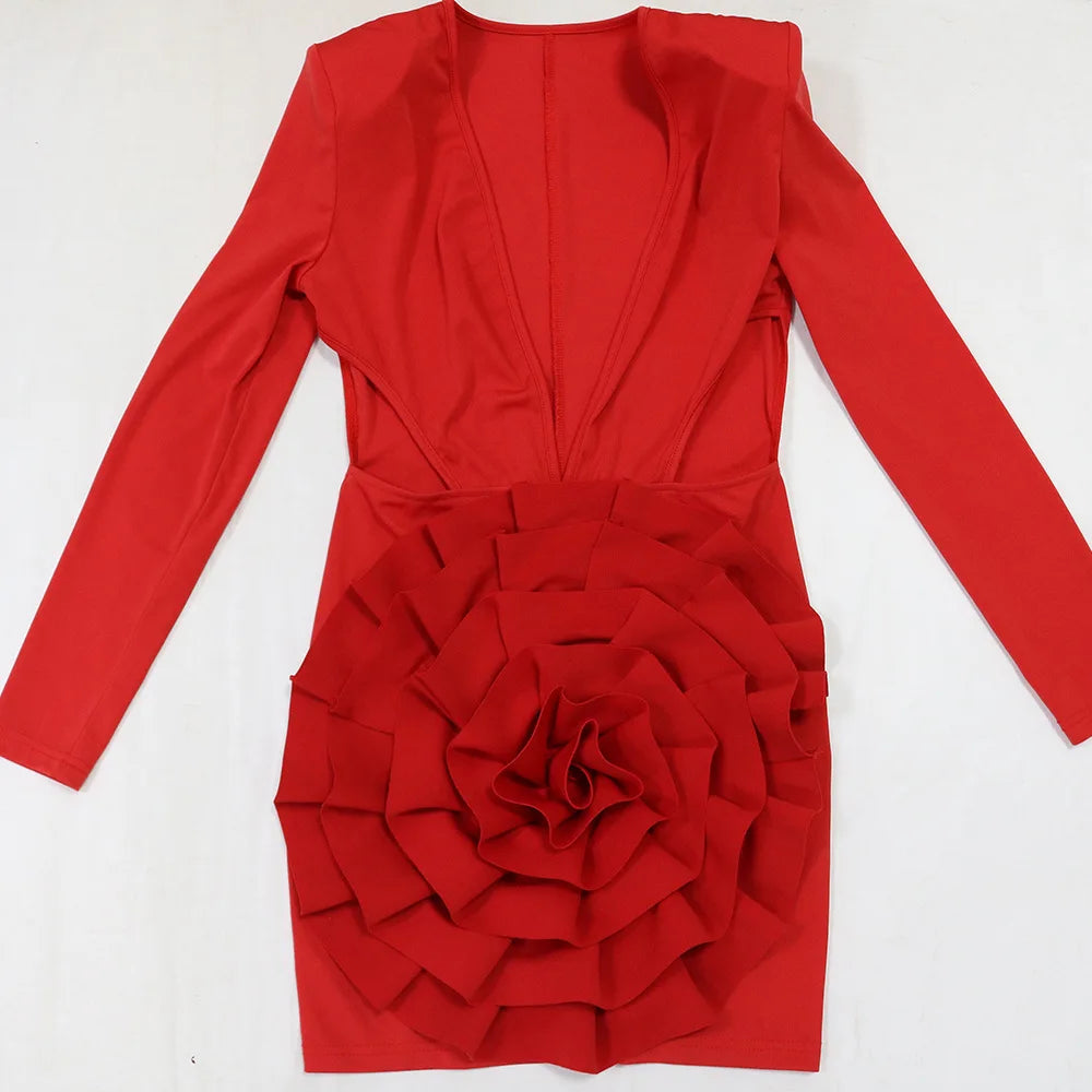 Evening Deep V-Neck High Waist Dresses