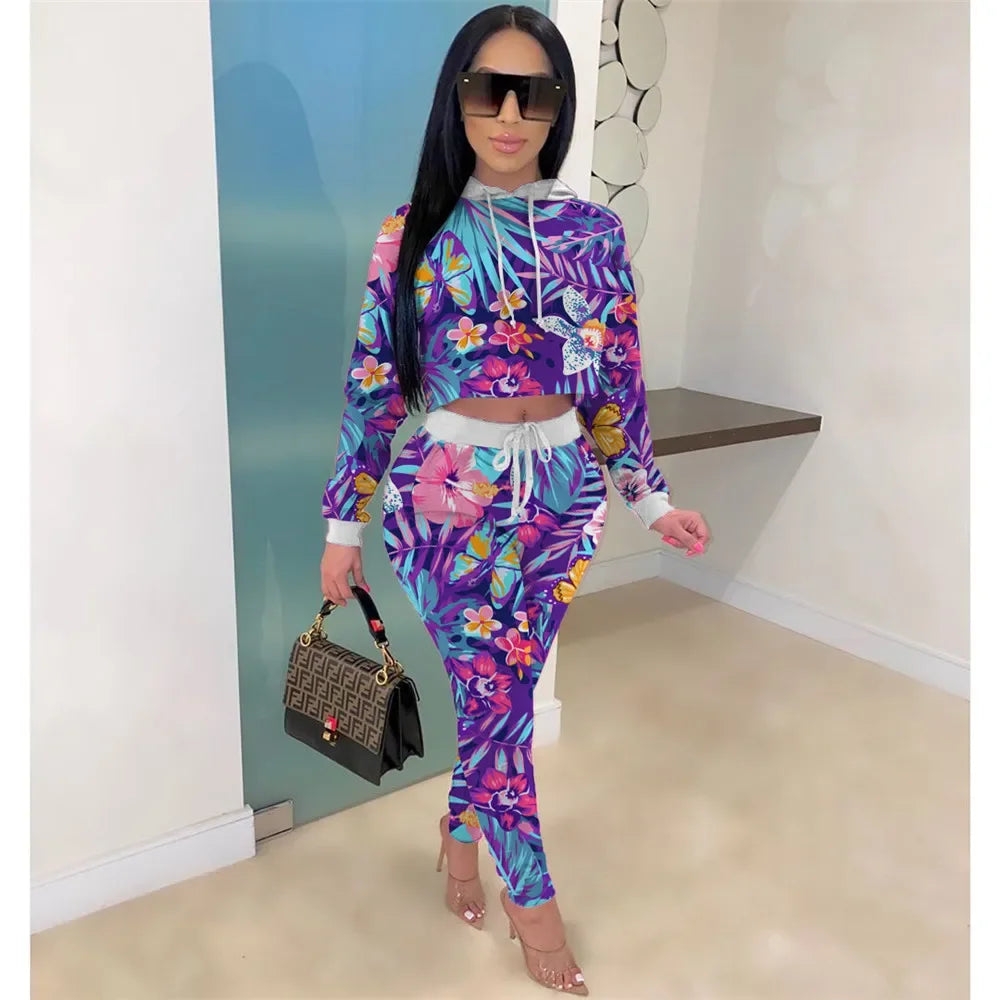 Hooded Sweatshirt + Pants Sweat Suits Matching Sets