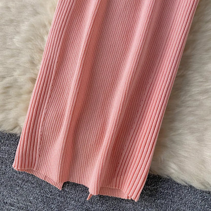 Single Shoulder Ink Knit Dress Backless Tank Striped Slim Bodycon Sundress Women Summer Beachwear Sexy Chic Vestidos