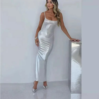 Shining Vintage Slim Kpop Goth Cheap Maxi Dresses