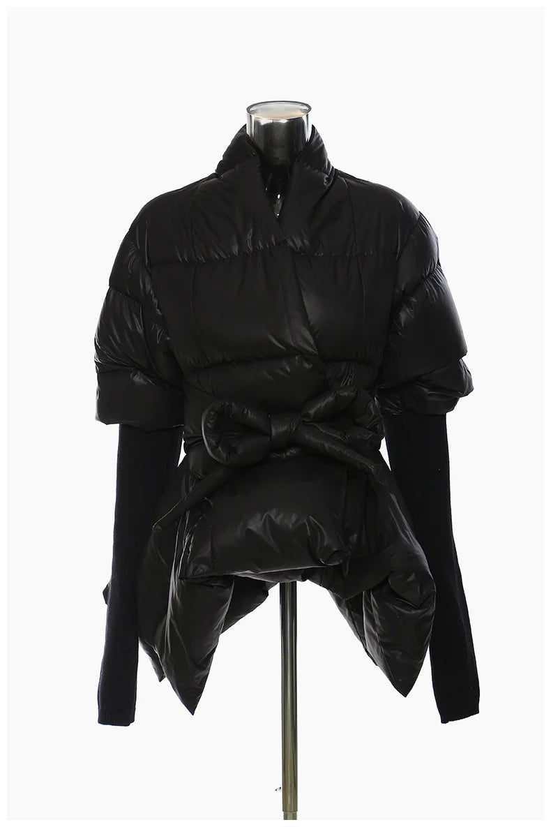 Cotton-padded Coat Lapel Loose Zipper Solid Color Coats