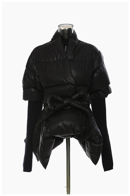 Cotton-padded Coat Lapel Loose Zipper Solid Color Coats