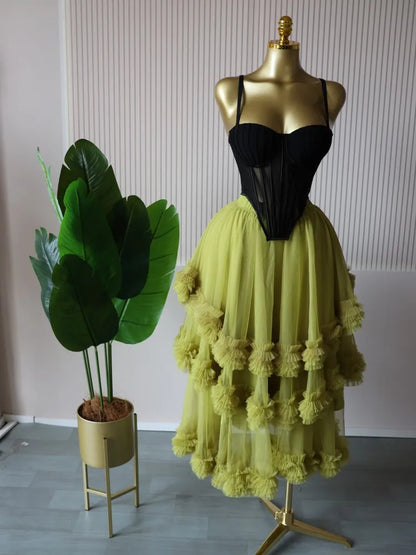 Spaghetti Strap Top and Pleated Skirt Dresses