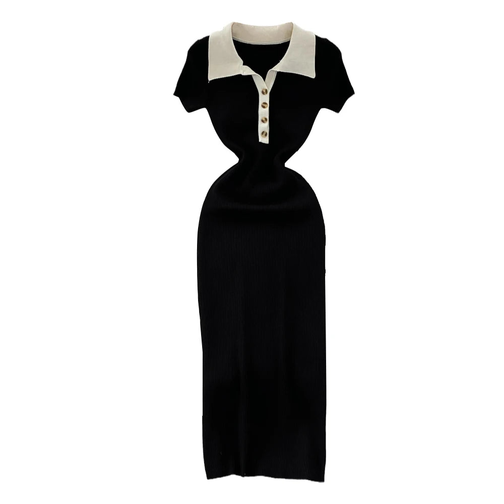 High Waist A-Line Silhouette Single Button Maxi Dresses