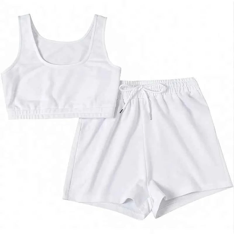 Sporty Tank Tops + Adjustable Shorts Summer Matching Sets