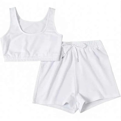 Sporty Tank Tops + Adjustable Shorts Summer Matching Sets