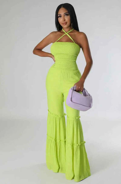 Comfortable Stretchy Mid Waistline Wideleg Jumpsuits