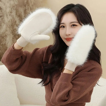 Windproof Gloves Soft Full Fingers Winter Warm Mittens For Cold Weather