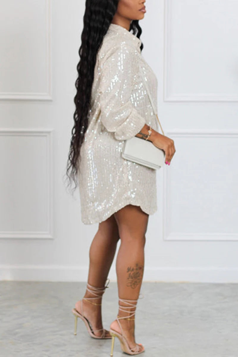 Ayana Sequin V Neck Long Sleeve Shirts