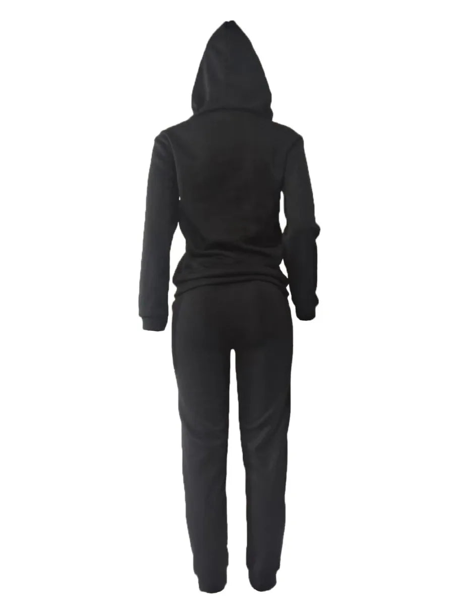 LW Plus Size Woman Tracksuit Two Piece Set Letter Print Tracksuit Set Winter Warm Hoodies+Pants Pullovers Sweatshirts suit